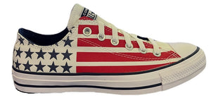 Converse CTAS Ox White Red Blue Mens July 4th USA Stars Stripes Shoes 167838F