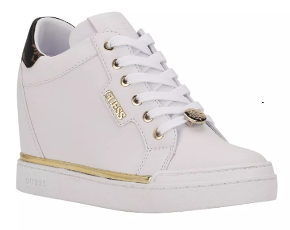 white and gold wedge sneakers